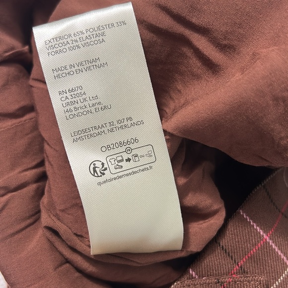 Free People 8 Skirt Saturn Bubble Mini Skirt in brown combo plaid lined pockets - Picture 8 of 11